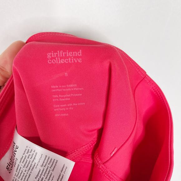 Girlfriend Collective Small S Pink Geranium High Rise Cropped Leggings Workout - Picture 7 of 10